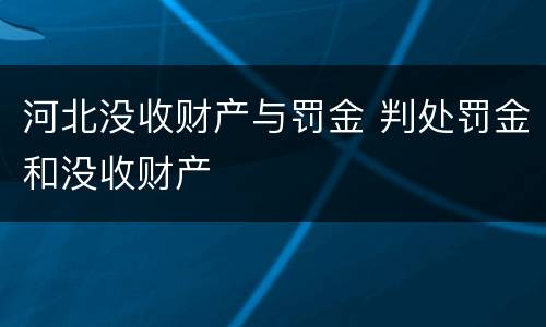 河北没收财产与罚金 判处罚金和没收财产