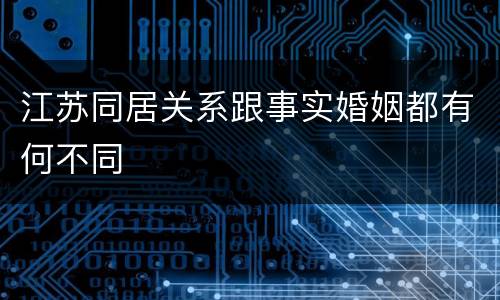 江苏同居关系跟事实婚姻都有何不同