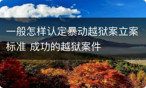 一般怎样认定暴动越狱案立案标准 成功的越狱案件