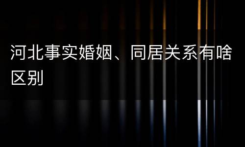 河北事实婚姻、同居关系有啥区别