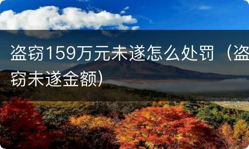 盗窃159万元未遂怎么处罚（盗窃未遂金额）