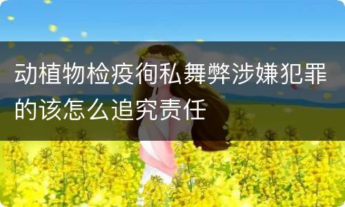 动植物检疫徇私舞弊涉嫌犯罪的该怎么追究责任