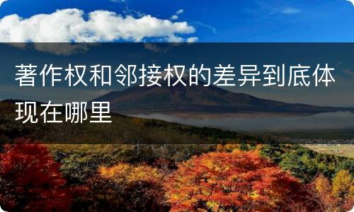 著作权和邻接权的差异到底体现在哪里