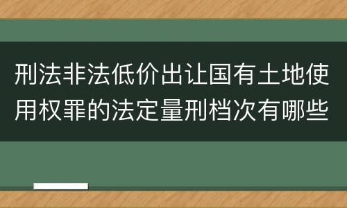 刑法非法低价出让国有土地使用权罪的法定量刑档次有哪些