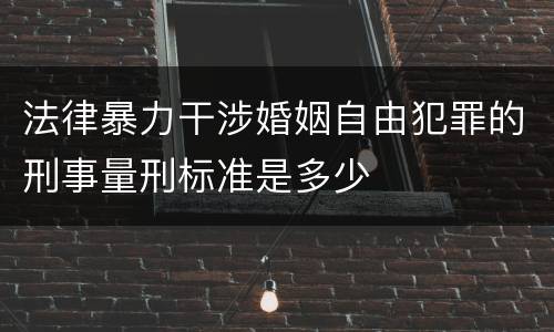 法律暴力干涉婚姻自由犯罪的刑事量刑标准是多少