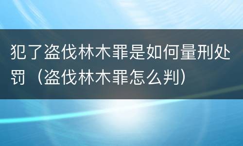 犯了盗伐林木罪是如何量刑处罚（盗伐林木罪怎么判）