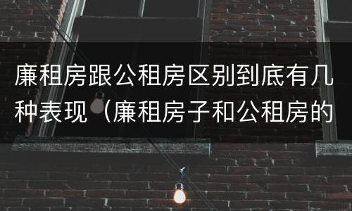 廉租房跟公租房区别到底有几种表现（廉租房子和公租房的区别）