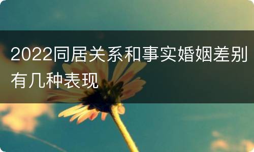 2022同居关系和事实婚姻差别有几种表现