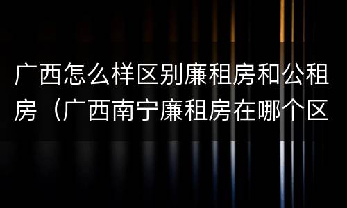 广西怎么样区别廉租房和公租房（广西南宁廉租房在哪个区域）