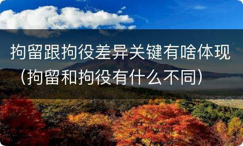 拘留跟拘役差异关键有啥体现（拘留和拘役有什么不同）