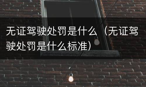 无证驾驶处罚是什么（无证驾驶处罚是什么标准）
