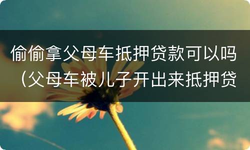 偷偷拿父母车抵押贷款可以吗（父母车被儿子开出来抵押贷款）