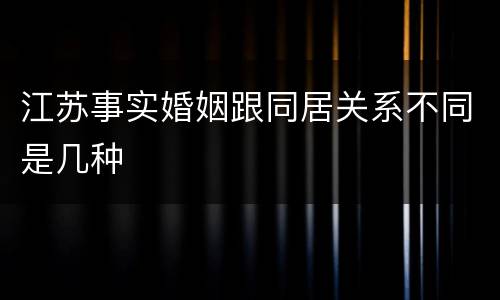 江苏事实婚姻跟同居关系不同是几种