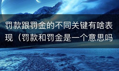 罚款跟罚金的不同关键有啥表现（罚款和罚金是一个意思吗）
