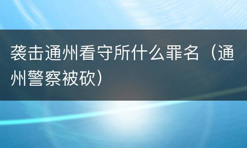 袭击通州看守所什么罪名（通州警察被砍）