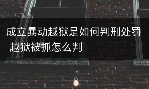 成立暴动越狱是如何判刑处罚 越狱被抓怎么判