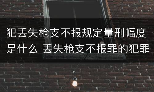 犯丢失枪支不报规定量刑幅度是什么 丢失枪支不报罪的犯罪主体只能是什么