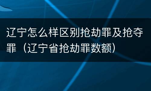 辽宁怎么样区别抢劫罪及抢夺罪（辽宁省抢劫罪数额）