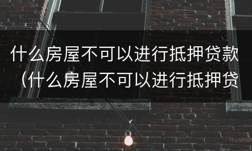 什么房屋不可以进行抵押贷款（什么房屋不可以进行抵押贷款买卖）