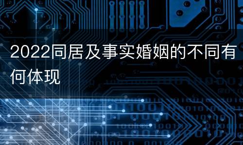 2022同居及事实婚姻的不同有何体现