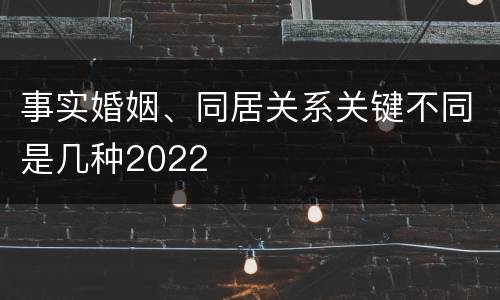 事实婚姻、同居关系关键不同是几种2022