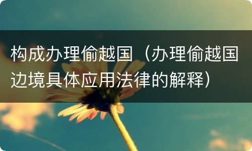 构成办理偷越国（办理偷越国边境具体应用法律的解释）