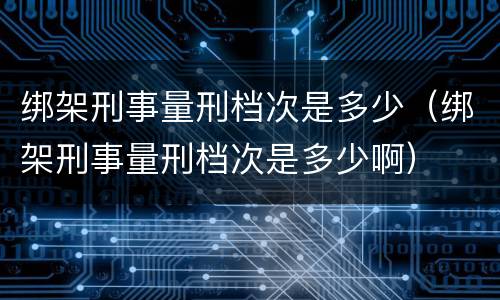 绑架刑事量刑档次是多少（绑架刑事量刑档次是多少啊）