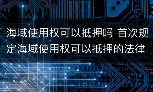 海域使用权可以抵押吗 首次规定海域使用权可以抵押的法律