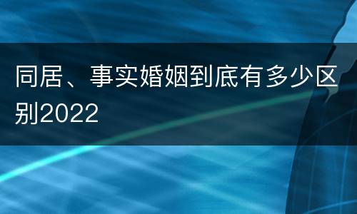 同居、事实婚姻到底有多少区别2022