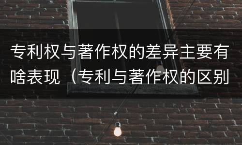 专利权与著作权的差异主要有啥表现（专利与著作权的区别）