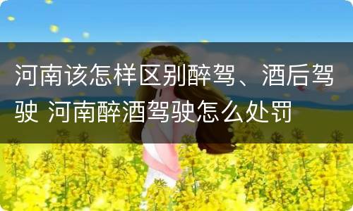 河南该怎样区别醉驾、酒后驾驶 河南醉酒驾驶怎么处罚