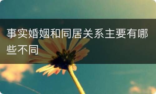 事实婚姻和同居关系主要有哪些不同