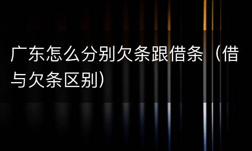 广东怎么分别欠条跟借条（借与欠条区别）