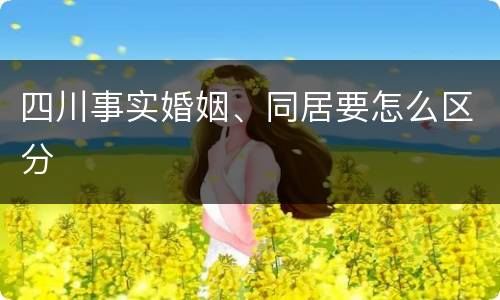 四川事实婚姻、同居要怎么区分