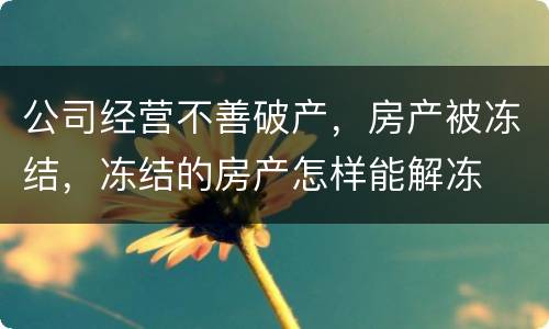 公司经营不善破产，房产被冻结，冻结的房产怎样能解冻