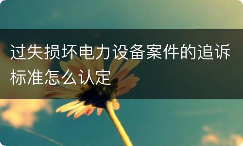 过失损坏电力设备案件的追诉标准怎么认定