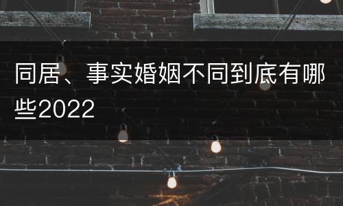同居、事实婚姻不同到底有哪些2022