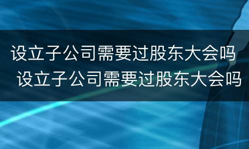 设立子公司需要过股东大会吗 设立子公司需要过股东大会吗为什么