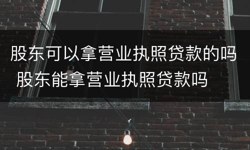 股东可以拿营业执照贷款的吗 股东能拿营业执照贷款吗