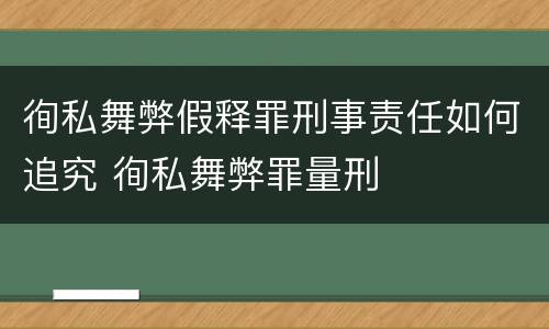 徇私舞弊假释罪刑事责任如何追究 徇私舞弊罪量刑