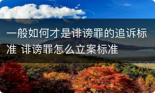 一般如何才是诽谤罪的追诉标准 诽谤罪怎么立案标准