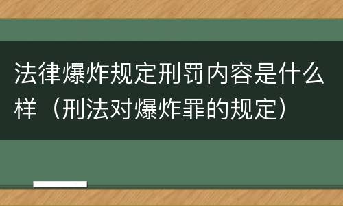 法律爆炸规定刑罚内容是什么样（刑法对爆炸罪的规定）