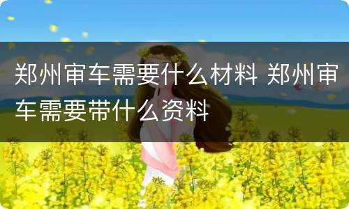 郑州审车需要什么材料 郑州审车需要带什么资料