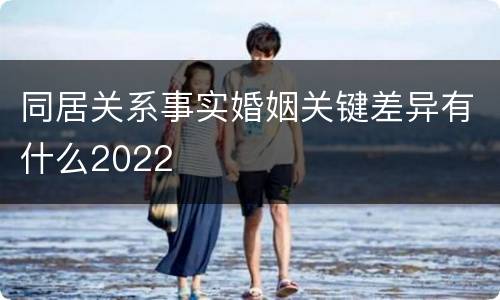 同居关系事实婚姻关键差异有什么2022