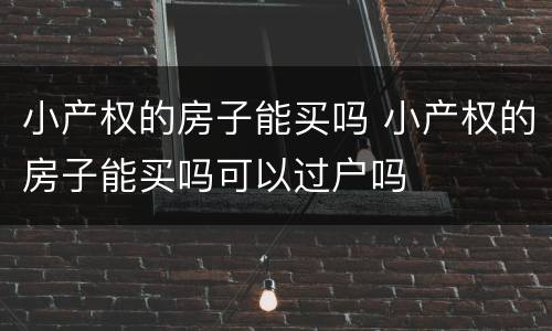小产权的房子能买吗 小产权的房子能买吗可以过户吗