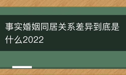 事实婚姻同居关系差异到底是什么2022