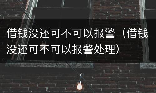借钱没还可不可以报警（借钱没还可不可以报警处理）