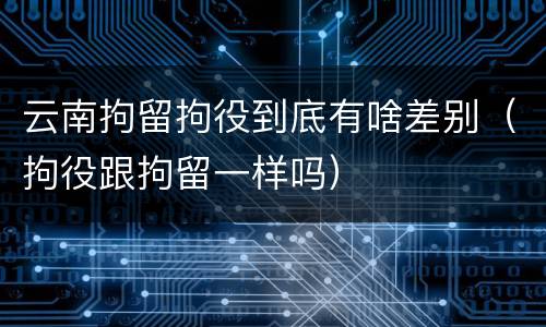 云南拘留拘役到底有啥差别（拘役跟拘留一样吗）