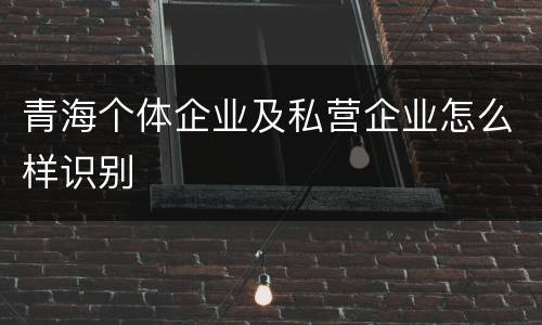 青海个体企业及私营企业怎么样识别