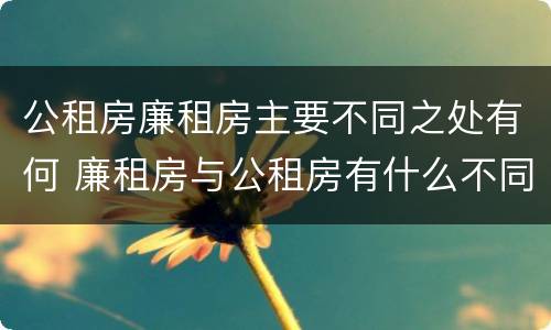公租房廉租房主要不同之处有何 廉租房与公租房有什么不同